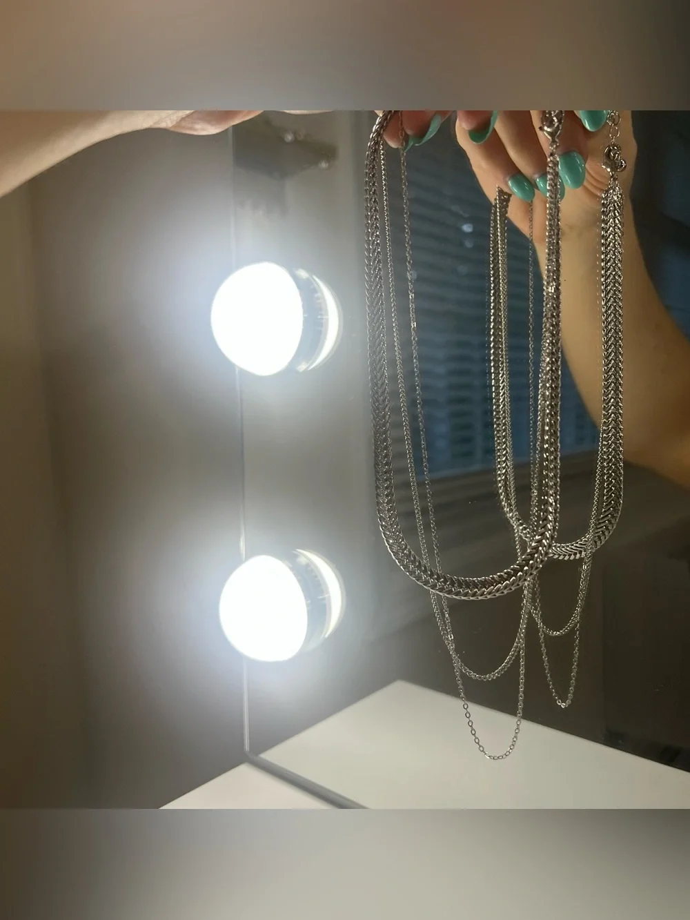 Multi-Layer Silver Chain Necklace - Picture 2 of 2